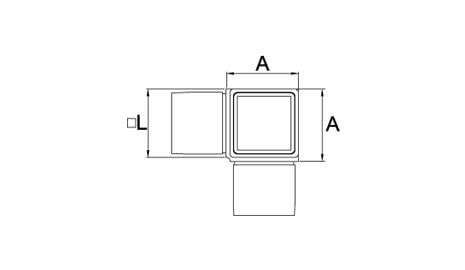 esquema medidas conector esquinero barandilla inox cuadrada 40 mm